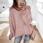 Swichic Sweaters Pink / S Loose Knit Top Sweater