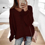 Swichic Sweaters Red / XXL Loose Knit Top Sweater