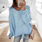 Swichic Sweaters Sky Blue / S Loose Knit Top Sweater